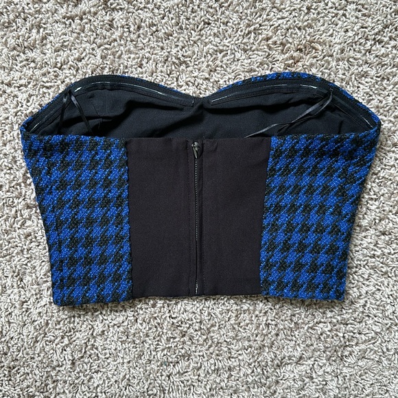 Dynamite Houndstooth Bustier Blue Houndstooth Top NWT - Picture 5 of 9
